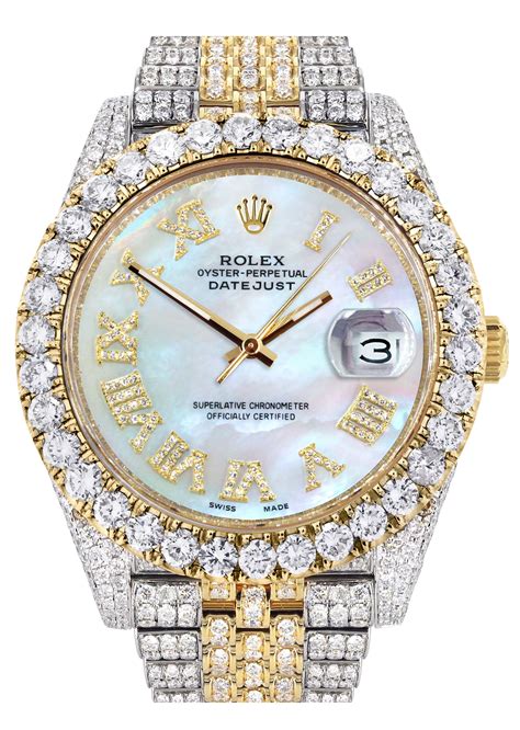 diamond iced out rolex datejust 41|Rolex Datejust iced out 41mm.